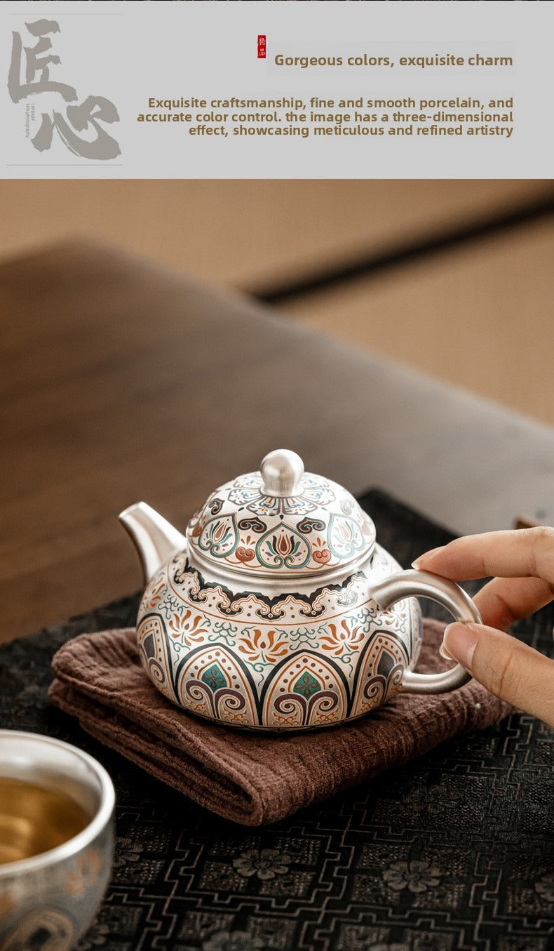 Premium Silver-Plated Kung Fu Tea Set (Gift Box): Heat-Resistant Tea Maker with Teapot and Two Cups – Ideal Gift or Souvenir