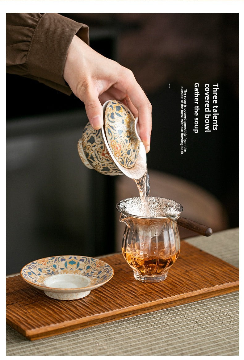 Premium Chinese-style Dunhuang-inspired silver-plated Kung Fu tea set; a high-end, vintage-style, "quiet luxury" gift box set suitable for brewing and enjoying tea—collector's grade.