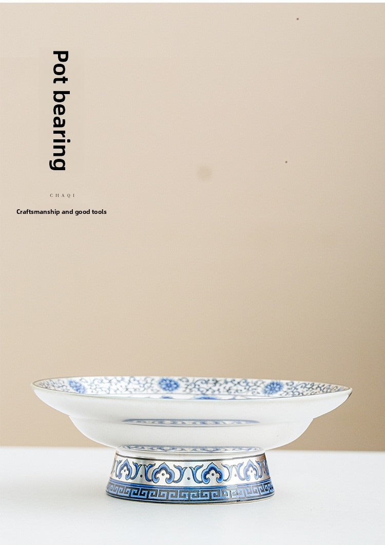 Hand-painted "Intertwining Lotus" Palace Lantern-style Teapot and Cup Set: Premium Porcelain Body with Silver Gilt Accents – Home Gongfu Tea Set