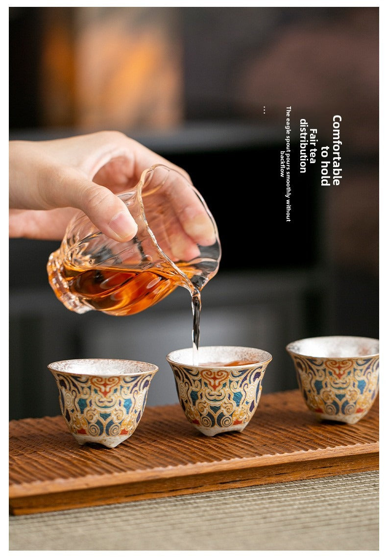 Premium Chinese-style Dunhuang-inspired silver-plated Kung Fu tea set; a high-end, vintage-style, "quiet luxury" gift box set suitable for brewing and enjoying tea—collector's grade.