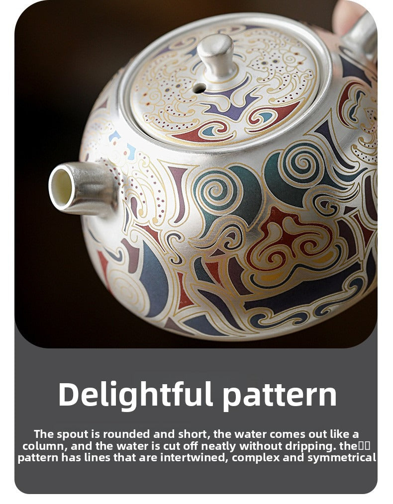 Chinese-Style "Forbidden City & Dunhuang" Themed Silver-Plated Kung Fu Tea Set – An Elegant Gift Set Featuring a Silver Pot; Ideal for Housewarmings or as a Gift for Superiors and Elders.