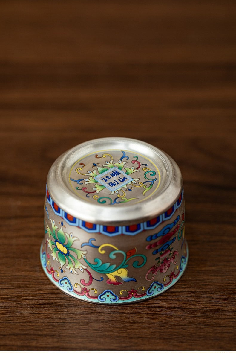 Premium Silver-Gilt Enamel Kung Fu Tea Set (1 Pot, 4 Cups) – Ideal Gift for Elders, Superiors, or Business Associates