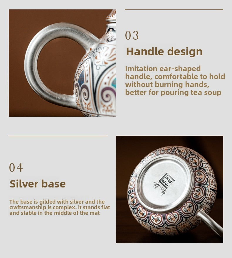 Premium Silver-Plated Kung Fu Tea Set (Gift Box): Heat-Resistant Tea Maker with Teapot and Two Cups – Ideal Gift or Souvenir