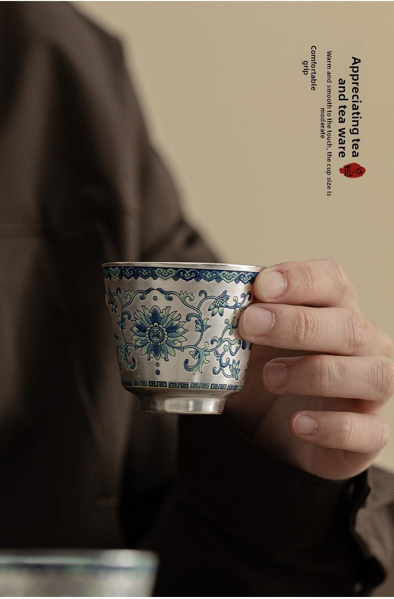 Silver-Plated Ceramic Gongfu Tea Set (1 Pot, 2 Cups) – Gift Box Set Suitable for Elders, Superiors, Fathers, and Teachers