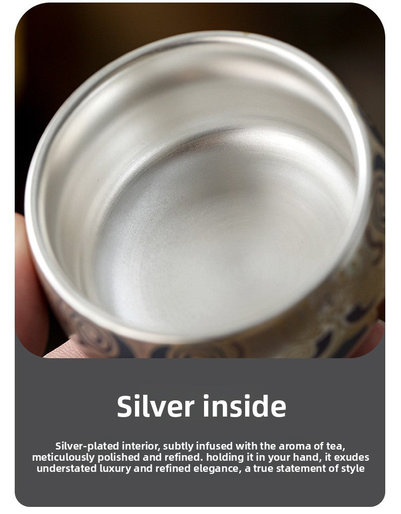 Chinese-Style "Forbidden City & Dunhuang" Themed Silver-Plated Kung Fu Tea Set – An Elegant Gift Set Featuring a Silver Pot; Ideal for Housewarmings or as a Gift for Superiors and Elders.
