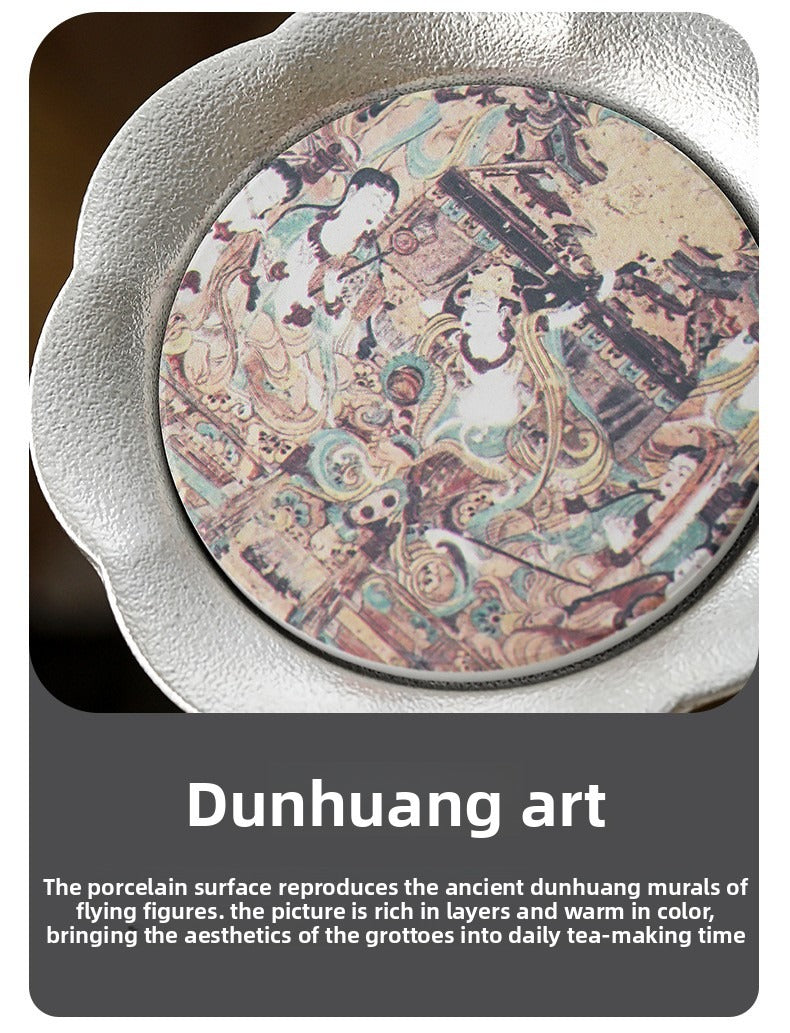 Chinese-Style "Forbidden City & Dunhuang" Themed Silver-Plated Kung Fu Tea Set – An Elegant Gift Set Featuring a Silver Pot; Ideal for Housewarmings or as a Gift for Superiors and Elders.