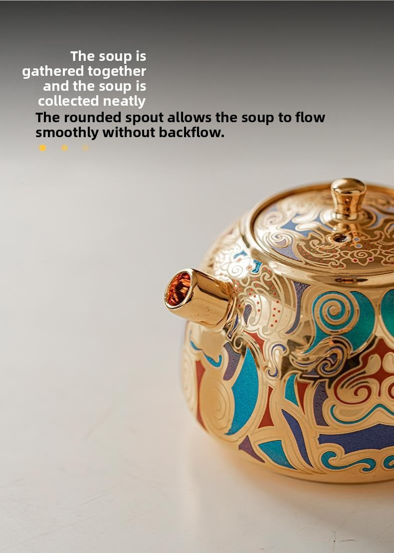 Artisan-Crafted Dunhuang-Inspired Gilded Tea Set (1 Teapot & 2 Cups) – Gift-Boxed Souvenir Set