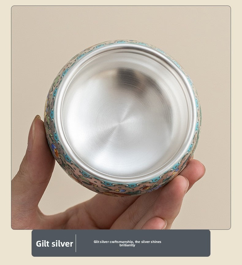 Forbidden City & Dunhuang-Inspired Silver-Plated Kung Fu Tea Set (1 Pot, 4 Cups) – Premium Gift for Elders or Teachers