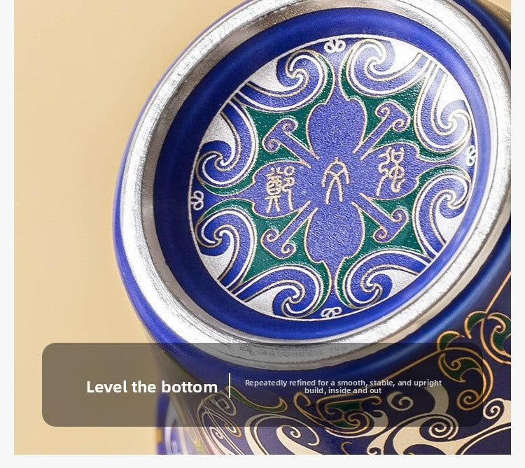 Silver-Plated Auspicious Dragon Kung Fu Tea Set – Premium, Affordable Luxury Style (Blue & Silver Finish) – Includes Gaiwan and Tea Cups – Gift Box – Ideal for Elders