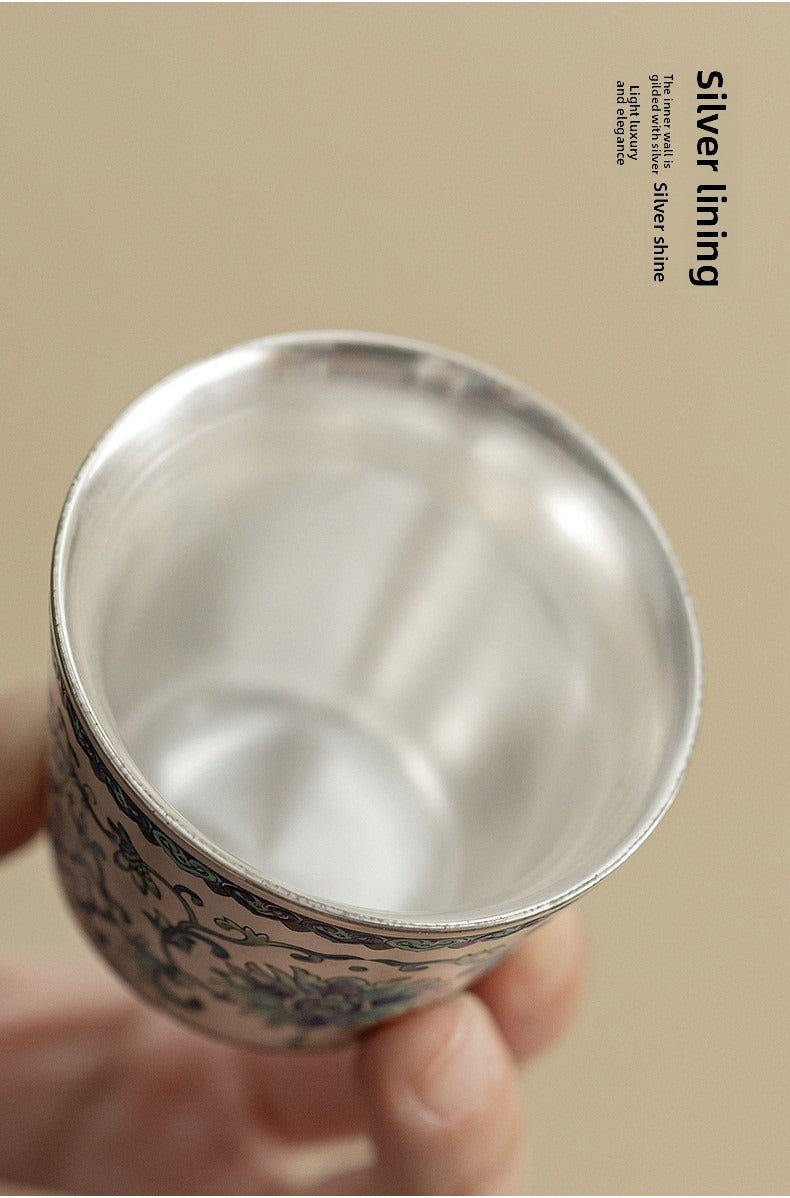 Silver-Plated Ceramic Gongfu Tea Set (1 Pot, 2 Cups) – Gift Box Set Suitable for Elders, Superiors, Fathers, and Teachers