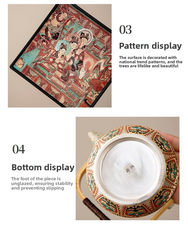 Exquisite Ceramic Gongfu Tea Set with Silver-Plated Taotie Patterns – Elegant, Practical, and Retro-Style Chinese Tea Set for Home Use