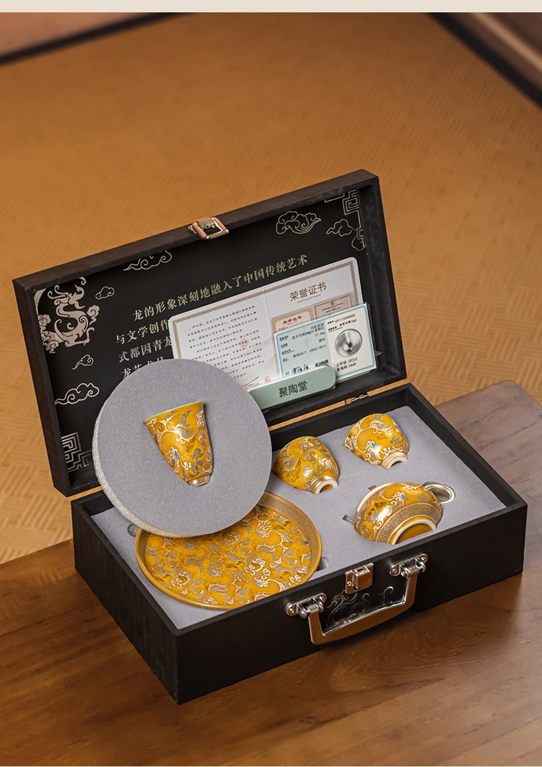 Premium "New Chinese Style" Silver-Plated Tea Set – Palace Museum & Dunhuang Cultural Creative Design – Ideal for Gongfu Tea, Elders, Superiors, or Housewarming Gifts