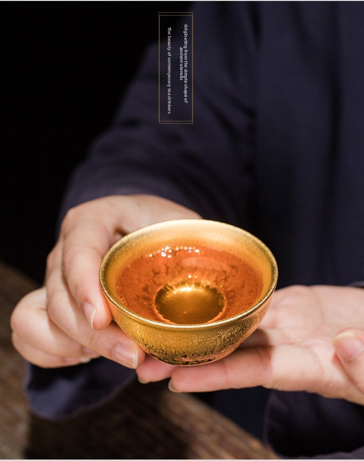 Gilt-Accented Jian Ware Gongfu Tea Set