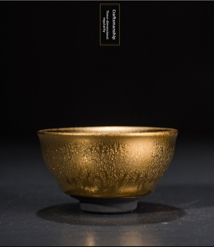 Gilt-Accented Jian Ware Gongfu Tea Set