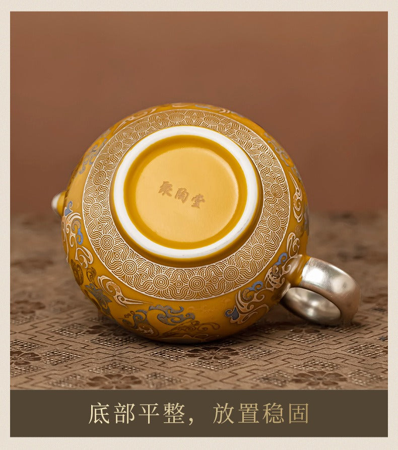 Premium "New Chinese Style" Silver-Plated Tea Set – Palace Museum & Dunhuang Cultural Creative Design – Ideal for Gongfu Tea, Elders, Superiors, or Housewarming Gifts