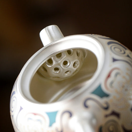 Chinese-Style "Forbidden City & Dunhuang" Themed Silver-Plated Kung Fu Tea Set – An Elegant Gift Set Featuring a Silver Pot; Ideal for Housewarmings or as a Gift for Superiors and Elders.