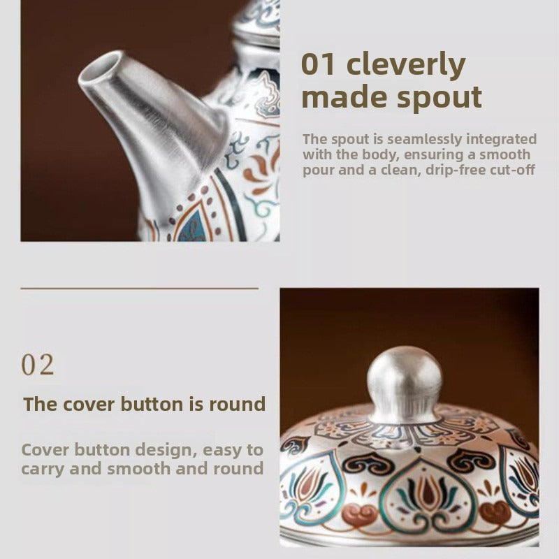 Premium Silver-Plated Kung Fu Tea Set (Gift Box): Heat-Resistant Tea Maker with Teapot and Two Cups – Ideal Gift or Souvenir