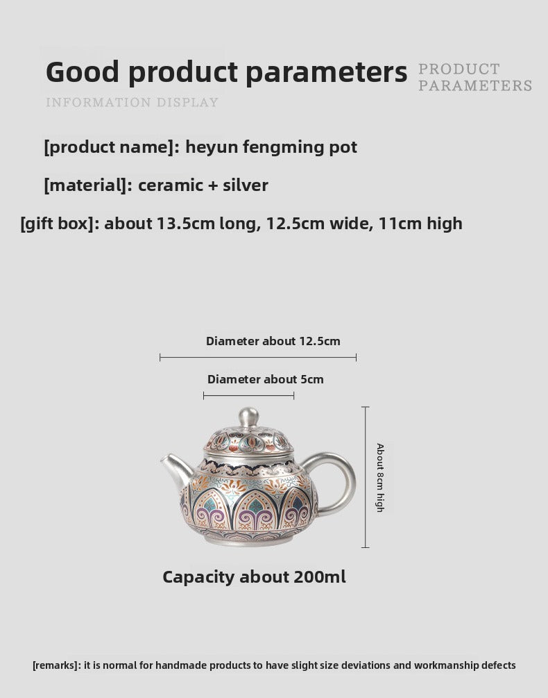 Premium Silver-Plated Kung Fu Tea Set (Gift Box): Heat-Resistant Tea Maker with Teapot and Two Cups – Ideal Gift or Souvenir