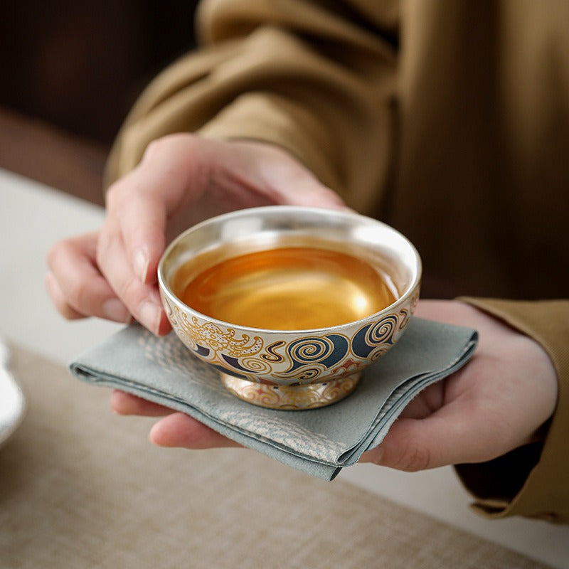 Chinese-Style "Forbidden City & Dunhuang" Themed Silver-Plated Kung Fu Tea Set – An Elegant Gift Set Featuring a Silver Pot; Ideal for Housewarmings or as a Gift for Superiors and Elders.